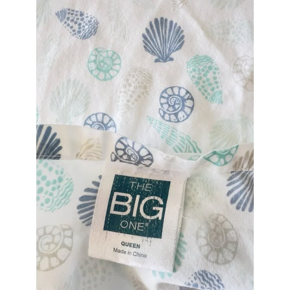 Set 3 Queen Sea Shell Flat Sheet + 2 Qu Pillowcases 60% PIMA COTTON Ocean Summer - Picture 1 of 14